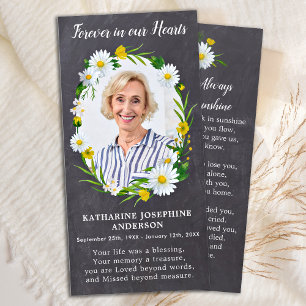 Gedächtniskarte Beerdigung Lesezeichen Foto Blumen