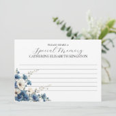 Gedächtniskarte für dunkelblaue und weiße Beerdigu Einladung (Stehend Vorderseite)