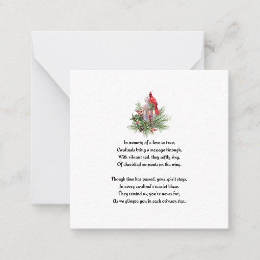Gedächtniskarte für Roten Kardinal Mitteilungskarte (Vorderseite)