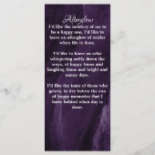 Gedächtniskarte Lila Marble Beerdigung Foto Menükarte (Rückseite)