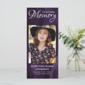 Gedächtniskarte Lila Marble Beerdigung Foto Menükarte (Stehend Vorderseite)