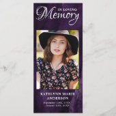 Gedächtniskarte Lila Marble Beerdigung Foto Menükarte (Vorderseite)