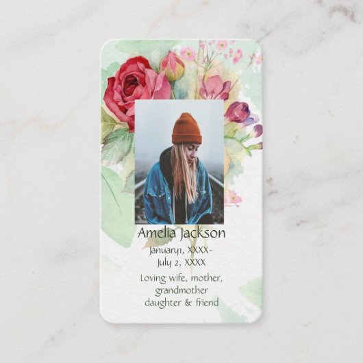 Gedächtniskarte Rose Garten Blume Blumenmuster Visitenkarte (Vorderseite)