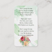 Gedächtniskarte Rose Garten Blume Blumenmuster Visitenkarte (Rückseite)