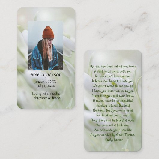 Gedächtniskarte Snowdrops Gartengarten Blume Visitenkarte (Vorne/Hinten)