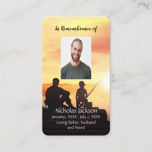 Gedächtniskarte Vater Son Fischen Fischer Visitenkarte (Vorderseite)