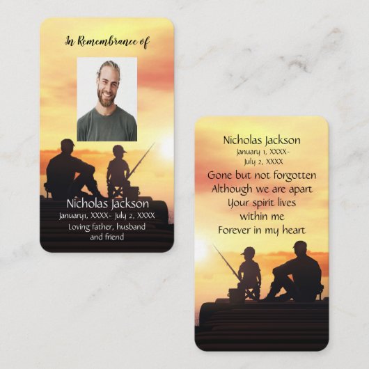 Gedächtniskarte Vater Son Fischen Fischer Visitenkarte (Vorne/Hinten)