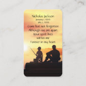 Gedächtniskarte Vater Son Fischen Fischer Visitenkarte (Rückseite)