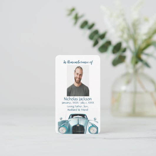 Gedächtniskarte Vintage Car Vehicle Visitenkarte (Stehend Vorderseite)