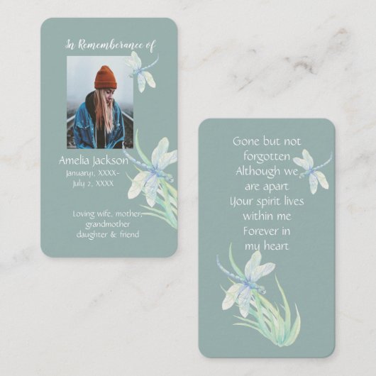 Gedächtniskarte Wasserfarben-Libelle Visitenkarte (Vorne/Hinten)