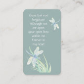 Gedächtniskarte Wasserfarben-Libelle Visitenkarte (Rückseite)