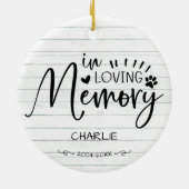 Gedächtniskat oder Hundenkatalog zum lieben Keramik Ornament (Hinten)