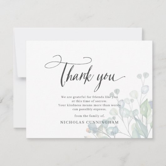 Gedächtnisklassische Botanicals Dankeskarte (Vorderseite)