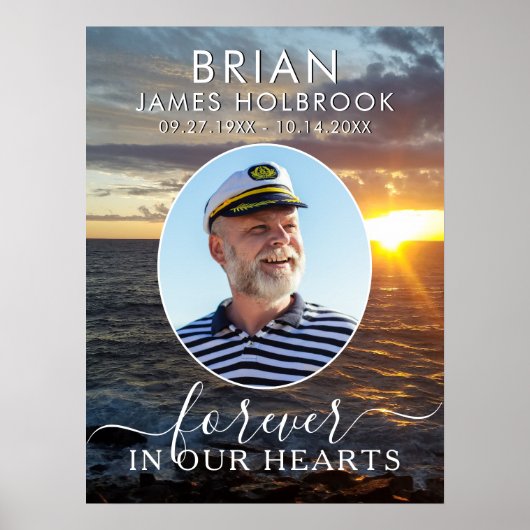 Gedächtnislichtes Foto für immer in unserem Herzen Poster (Vorne)