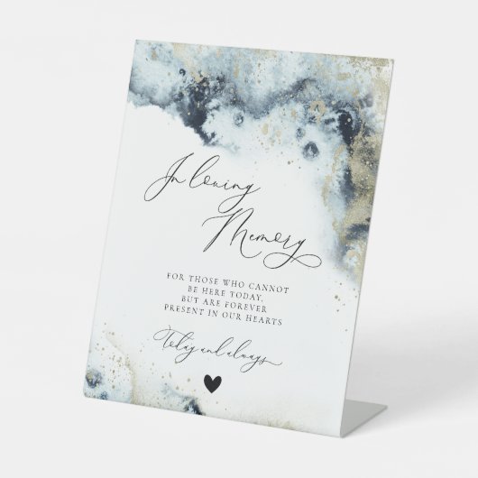 Gedächtnismesse Blue Beach Gold Hochzeit Sockelschild (Vorderseite)