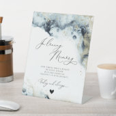 Gedächtnismesse Blue Beach Gold Hochzeit Sockelschild (In SItu)