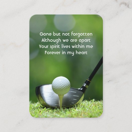 Gedächtnisses Foto Gebet Golfer Golfplatz Golfspie Visitenkarte (Vorderseite)