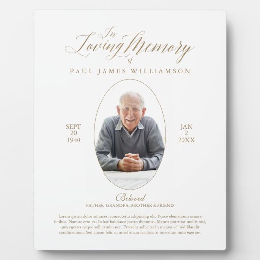 Gedächtnisskript & Foto Memorial Keepake Fotoplatte (Vorderseite)