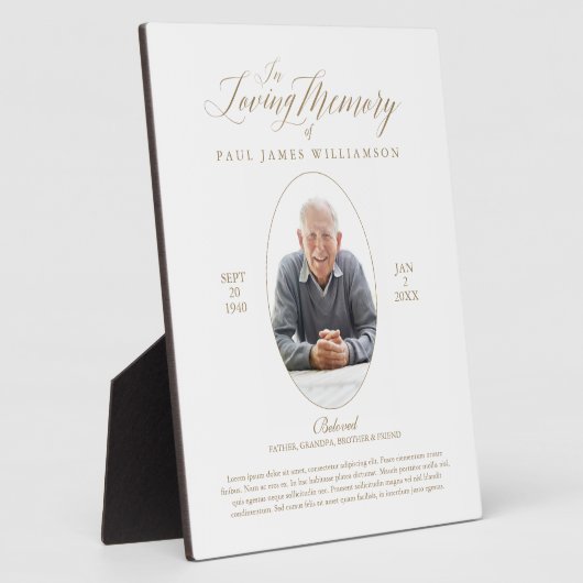 Gedächtnisskript & Foto Memorial Keepake Fotoplatte (Seite)