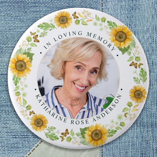 Gedächtnissonnenblumen Personalisiertes Foto Beerd Button