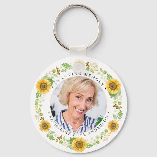Gedächtnissonnenblumen Personalisiertes Foto Beerd Schlüsselanhänger (Vorderseite)