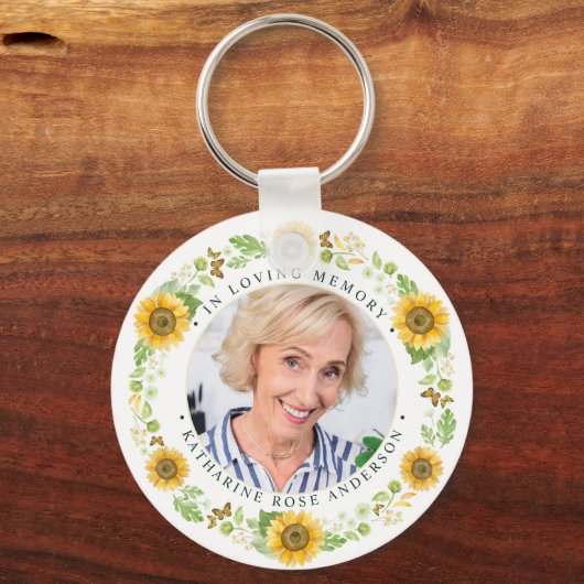 Gedächtnissonnenblumen Personalisiertes Foto Beerd Schlüsselanhänger (Vorderseite)