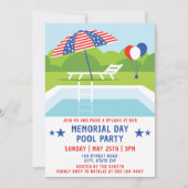 Gedächtnistag Pool Party US Flagge Moderne Einladung (Vorderseite)