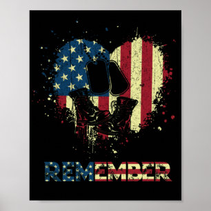 Gedächtnistag: Stolze amerikanische Fahne erinnern Poster