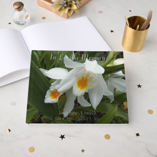 Gedächtnistraining für weiße Orchideen Gästebuch (Vorderseite offen)
