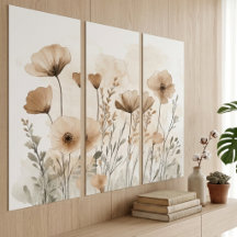 Gedämpft neutrales Beige-Aquarell-Blumenwiese