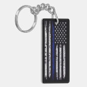 Gedämpfte amerikanische Flagge mit dünnem Blue Schlüsselanhänger (Vorderseite links)