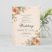 Gedämpfte Blütenbogen-Hochzeit mit florierendem De Einladung (Stehend Vorderseite)