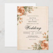 Gedämpfte Blütenbogen-Hochzeit mit florierendem De Einladung (Vorne/Hinten)