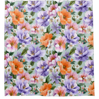 Gedämpfte bunte Blumen Boho-Blume Duschvorhang