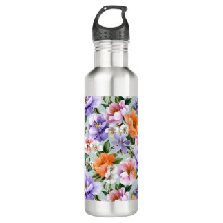Gedämpfte bunte Blumen Boho-Blume  Edelstahlflasche