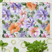 Gedämpfte bunte Blumen Boho-Blume  Geschirrtuch (Gefaltet)