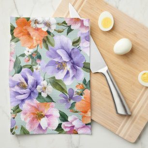 Gedämpfte bunte Blumen Boho-Blume  Geschirrtuch