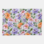 Gedämpfte bunte Blumen Boho-Blume  Geschirrtuch (Horizontal)