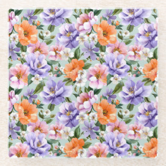 Gedämpfte bunte Blumen Boho-Blume Glasuntersetzer