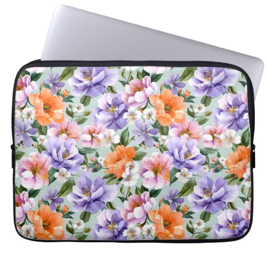 Gedämpfte bunte Blumen Boho-Blume  Laptopschutzhülle (Vorderseite)