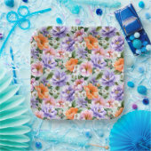 Gedämpfte bunte Blumen Boho-Blume  Pappteller (Party)