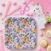 Gedämpfte bunte Blumen Boho-Blume  Pappteller (Party)