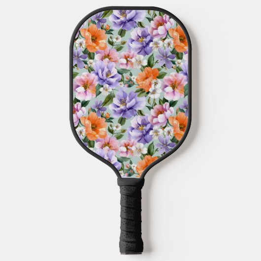 Gedämpfte bunte Blumen Boho-Blume  Pickleball Schläger (Vorderseite)