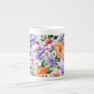Gedämpfte bunte Blumen Boho-Blume Porzellantasse