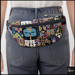 Gedämpfte erdige Folk-Art-Patchworkdecke Bauchtasche
