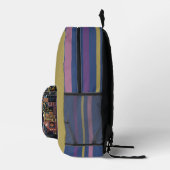 Gedämpfte erdige Folk-Art-Patchworkdecke Bedruckter Rucksack (Rechts)