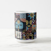 Gedämpfte erdige Folk-Art-Patchworkdecke Kaffeetasse (Mittel)