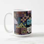 Gedämpfte erdige Folk-Art-Patchworkdecke Kaffeetasse (Links)
