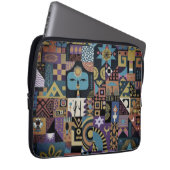 Gedämpfte erdige Folk-Art-Patchworkdecke Laptopschutzhülle (Vorne Rechts)