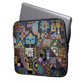 Gedämpfte erdige Folk-Art-Patchworkdecke Laptopschutzhülle (Vorderseite Links)